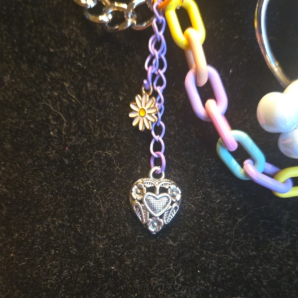 Pastel Bear Charm Necklace with Heart Accents - Picture 6 of 9